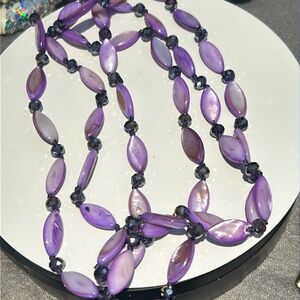 #14 48 inch purple with glass beads necklace